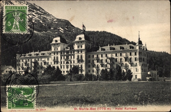 Postcard Sankt Moritz Bad Canton Graubünden, Hotel Kurhaus