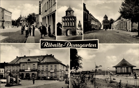 Ansichtkaart Ribnitz Damgarten, gedeeltelijk uitzicht, poort, straatgedeelte