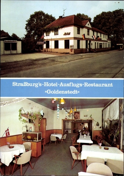 Ak Goldenstedt, Straßburgs Hotel und Ausflugsrestaurant, Kinderparadies, Kegelbahn, Gaststube