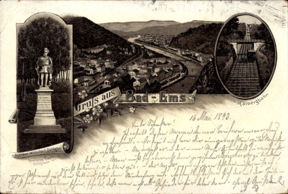 Prekursor lito Bad Ems na Lahn, Pomnik Cesarza Wilhelma, Panorama, Malbergbahn, Kolejka linowa