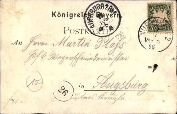 Chromo-Litho Nuremberg in Middle Franconia Bavaria, state exhibition 1896, art gallery, west colonnade