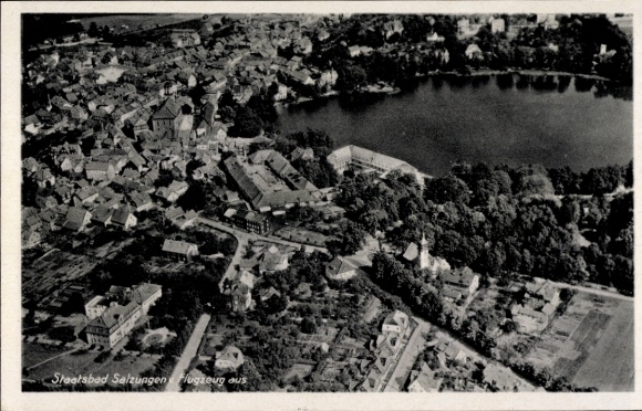 Postcard Bad Salzungen, aerial photograph