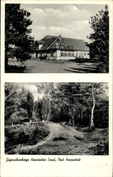 Postcard Harpstedt im Walde in Oldenburg, Horstedter Sand Youth Hostel, exterior view
