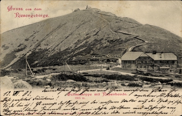 Postcard Malá Úpa Kleinaupa Krkonose Mountains Region Königgrätz, Schneekoppe, Riesenbaude