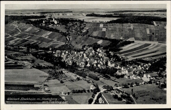 Postcard Stockheim Brackenheim an der Zaber Heilbronn district, aerial photography, Stocksberg, panorama