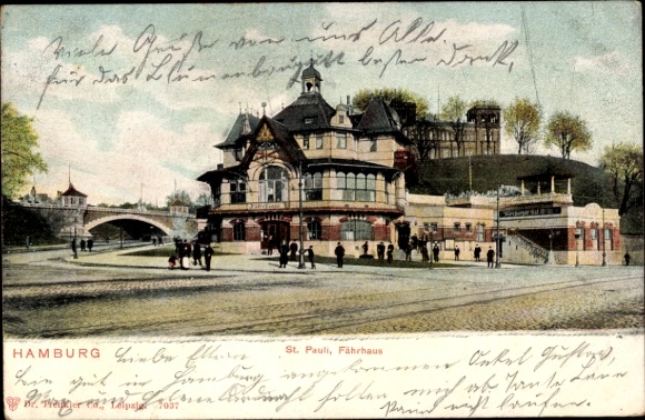 Postcard Hamburg Mitte St. Pauli, Ferry House