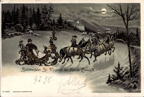 Moonlight Chromo-Litho Sleigh Ride of His Majesty King Ludwig II.