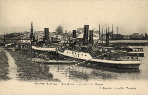 Ak Andrésy Yvelines, Schiffe am Hafen,  Port des Guêpes, Fin d'Oise