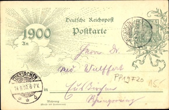 Postwaardestuk Ak Brocken in de Harz, Brockenbahn bij Eckernloch, Brockenturm