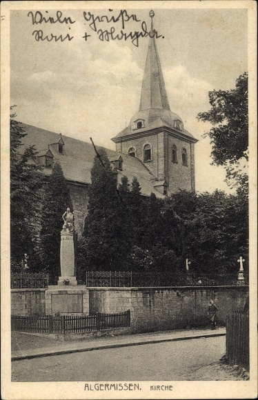 Postcard Algermissen in Lower Saxony, church