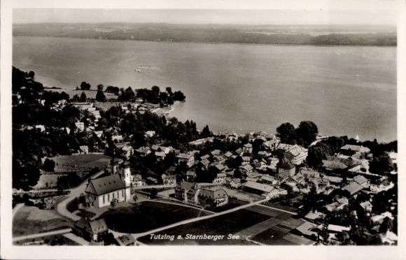 Postcard Tutzing on Lake Starnberg, Upper Bavaria, aerial photograph
