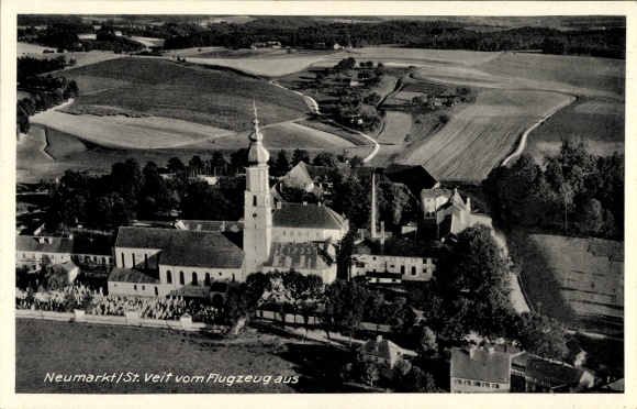Postcard Neumarkt Sankt Veit an der Rott Upper Bavaria, aerial photo