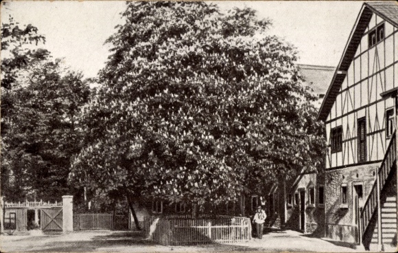 Postcard Elbisbach Frohburg in Saxony, house and agricultural women's school Arvedshof, estate