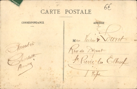 Postcard Rouen Seine Maritime, view of buildings, green landscape, historical architecture