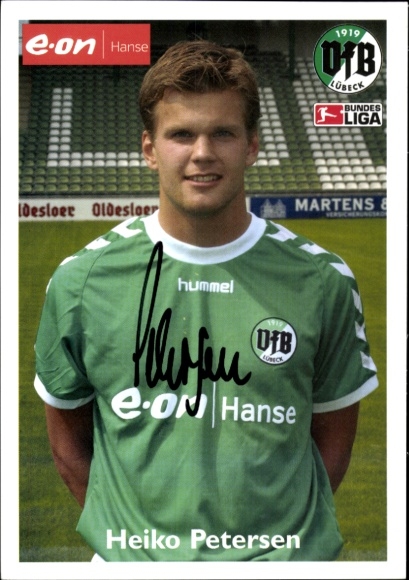 Autograph card footballer Heiko Petersen, VFB Lübeck, autograph
