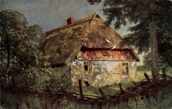 Künstler Ak Morig-Lübben, Friesische Bauernhäuser