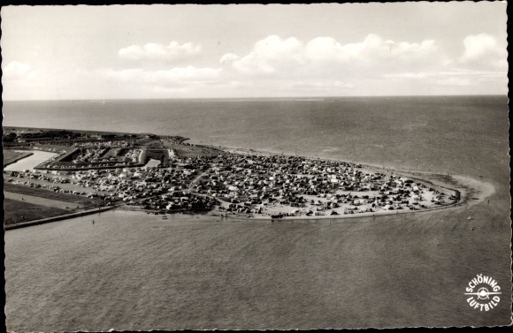 Postcard Schillig Wangerland in Friesland, North Sea resort, town view, aerial view