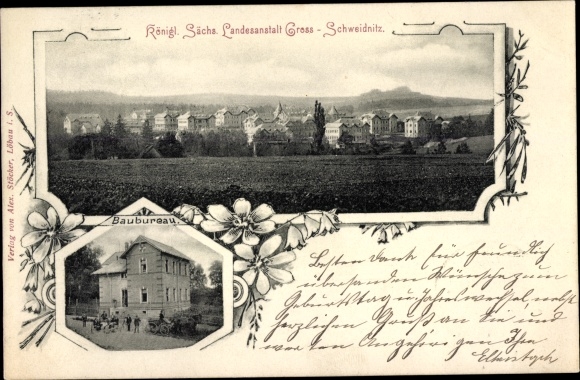 Postcard Großschweidnitz in Saxony, KS Landesanstalt, Baubureau