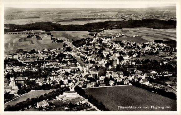 Postcard Fürstenfeldbruck in Upper Bavaria, aerial photograph