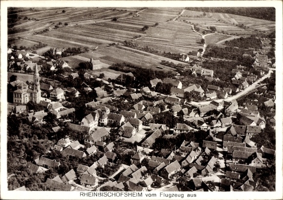 Ak Rheinbischofsheim Rheinau in Baden, Fliegeraufnahme