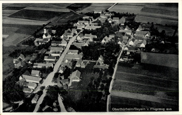 Postcard Oberthürheim Buttenwiesen in Swabia, aerial photograph