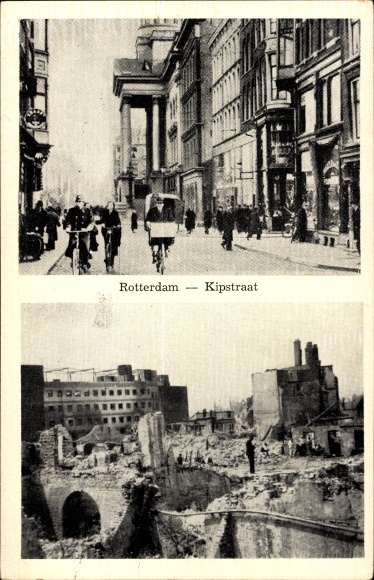 PC Rotterdam South Holland Netherlands, Kipstraat, ruins, destruction during World War II