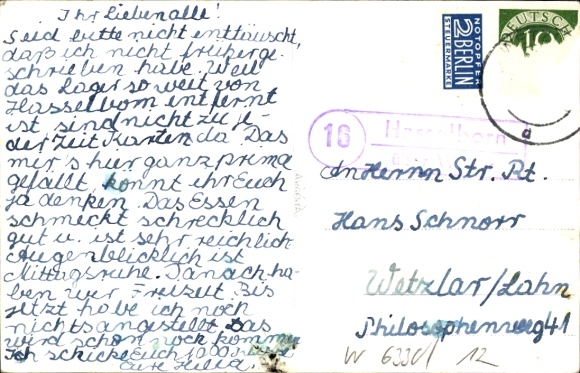 Postcard Hasselborn Waldsolms in Taunus Hessen, tents