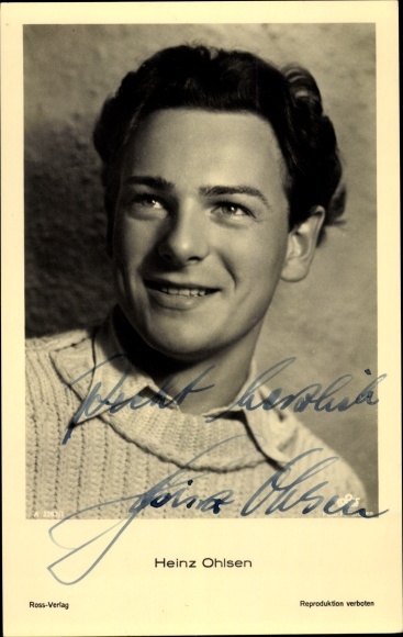 Postcard actor Heinz Ohlsen, portrait, Ross Verlag 3263/1, autograph