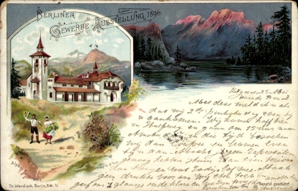 lito Berlin Treptow, wystawa handlowa 1896, panorama alpejska