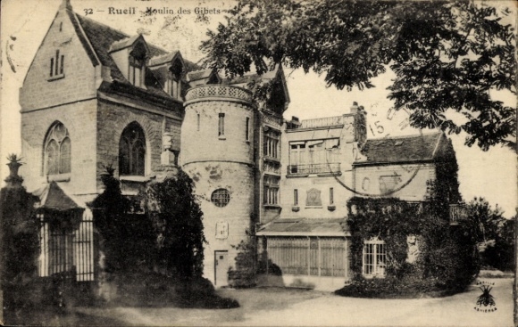 Ak Rueil Malmaison Hauts de Seine, Historisches Gebäude, schöner Garten, leichter verschwommen...