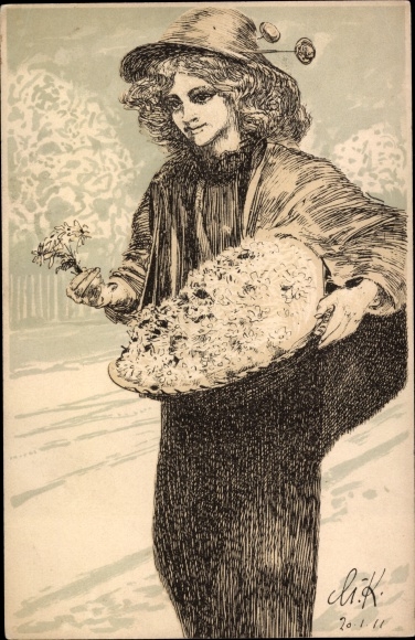 Artist PC Klinger, Max, Leipzig in Saxony, Marguerite Day 1911, Meissner &amp; Buch