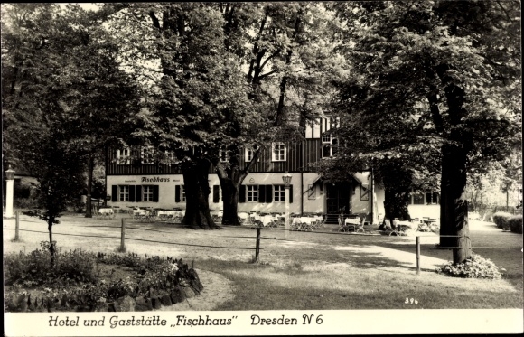 Postcard Dresden Neustadt, restaurant Fischhaus, hotel