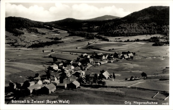 Ak Bärnzell Zwiesel im Bayerischen Wald, Fliegeraufnahme