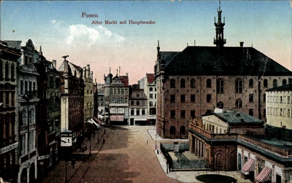 Postcard Poznań Posen, Old Market, Main Guard