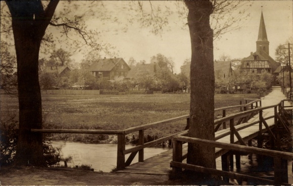 Foto Ak Hermannsburg in der Lüneburger Heide, Teilansicht, Steg
