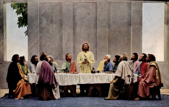 Postcard Oberammergau, Passion Play 1960, The Last Supper, Apostles