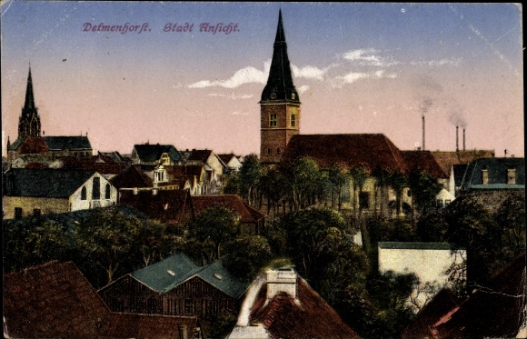 Postcard Delmenhorst in Lower Saxony, partial view of the city, churches