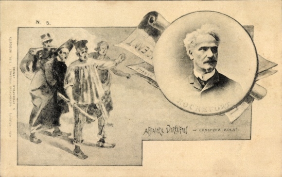 Judaika Artist Postcard Dreyfus Affair, Affaire Dreyfus, Rochefort, Conspuez Zola