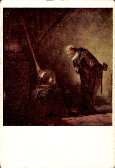 Artist Postcard Spitzweg, Carl, The Alchemist
