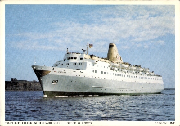Ak stoomschip MS Jupiter, Bergen Line, stoomboot