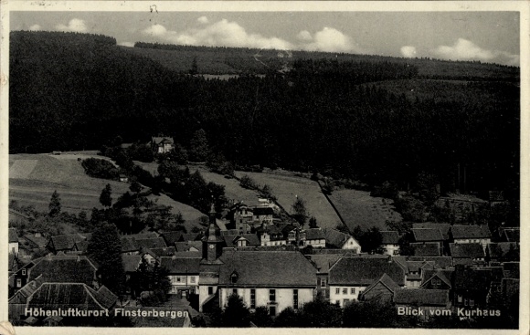 Postcard Finsterbergen Friedrichroda in the Thuringian Forest, view from the spa house, high-altitude health resort Finsterberge