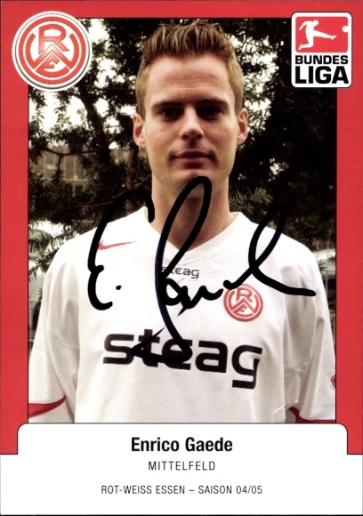 Autogrammkarte Fußballer Enrico Gaede, Rot Weiss Essen, Autogramm
