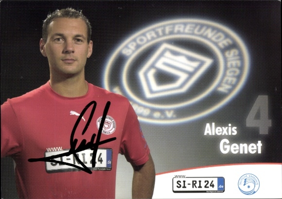 Autograph card footballer Alexis Genet, Sportfreunde Siegen, autograph
