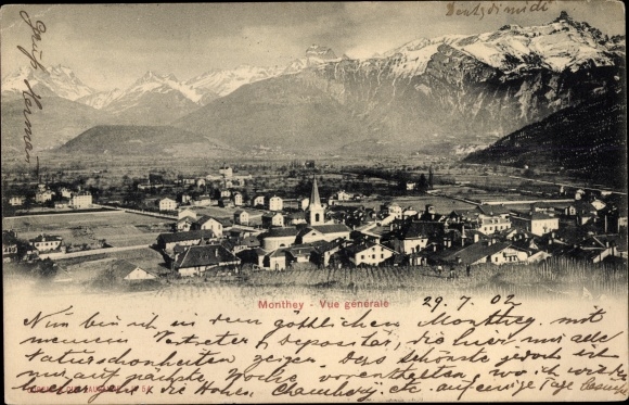 KP Monthey Canton Wallis Szwajcaria, Vue generale, Panorama miejsca i okolic