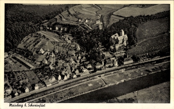 Postcard Mainberg (near Schweinfurt) Schonungen in Lower Franconia, Mainberg Castle, aerial photograph