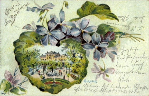 Passepartout Chromo-Litho Halle an der Saale, Solbad Wittekind, Kurhaus