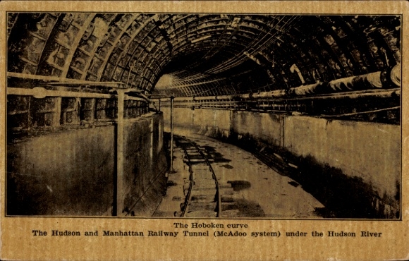 Postcard New York City USA, Hoboken Curve, Hudson and Manhattan Railway Tunnel, McAdoo system