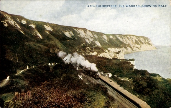 Ak Folkestone Großbritannien, The Warren, Showing Halt