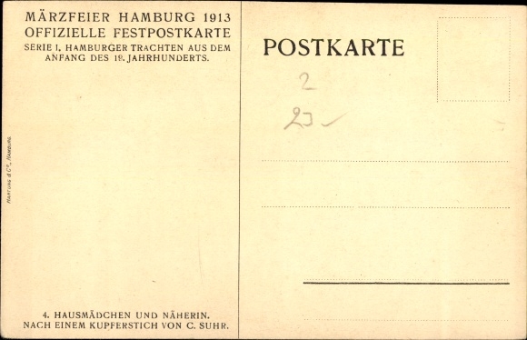 Artysta KP Suhr, C, Hamburg, uroczystość marcowa 1913, pokojówka i krawcowa