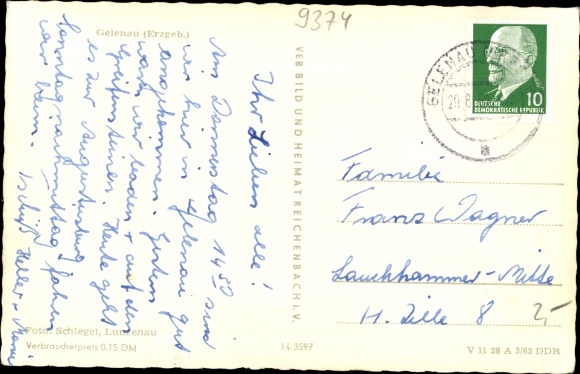 Postcard Gelenau in the Erzgebirge of Saxony, Panorama